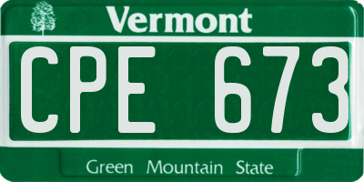 VT license plate CPE673
