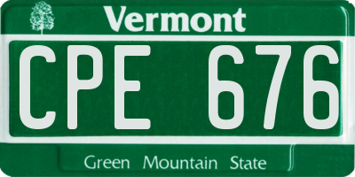 VT license plate CPE676