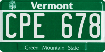VT license plate CPE678