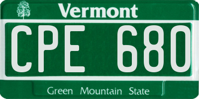 VT license plate CPE680
