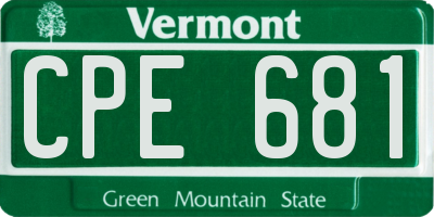 VT license plate CPE681
