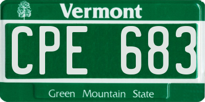 VT license plate CPE683