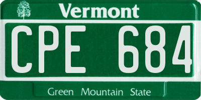 VT license plate CPE684