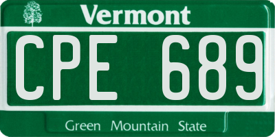 VT license plate CPE689