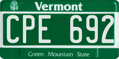 VT license plate CPE692