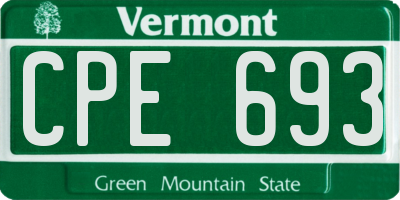 VT license plate CPE693