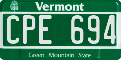 VT license plate CPE694