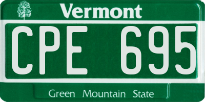 VT license plate CPE695