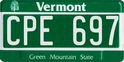 VT license plate CPE697