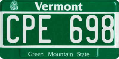 VT license plate CPE698
