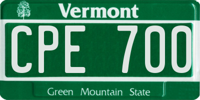 VT license plate CPE700