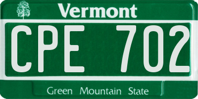 VT license plate CPE702
