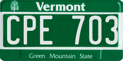 VT license plate CPE703