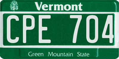 VT license plate CPE704