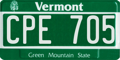 VT license plate CPE705