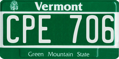 VT license plate CPE706