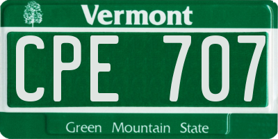 VT license plate CPE707