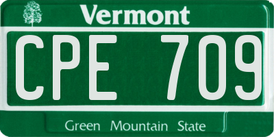 VT license plate CPE709
