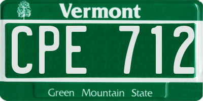 VT license plate CPE712