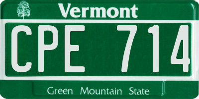 VT license plate CPE714