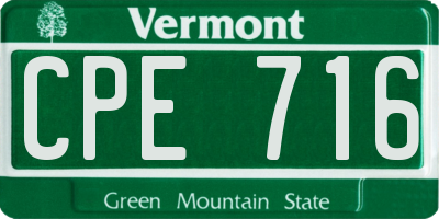 VT license plate CPE716