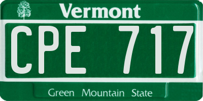 VT license plate CPE717
