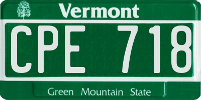 VT license plate CPE718