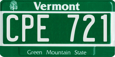 VT license plate CPE721
