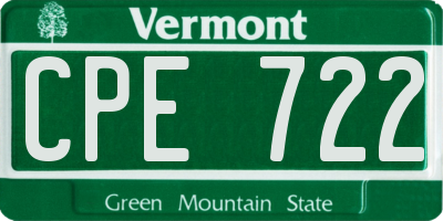 VT license plate CPE722