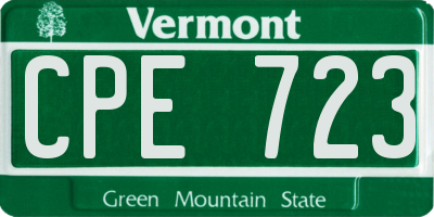 VT license plate CPE723