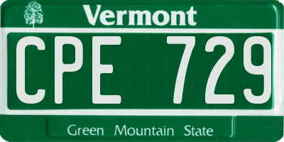 VT license plate CPE729