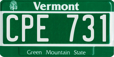 VT license plate CPE731
