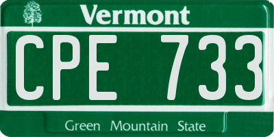 VT license plate CPE733