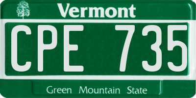 VT license plate CPE735