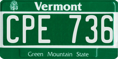VT license plate CPE736