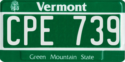 VT license plate CPE739