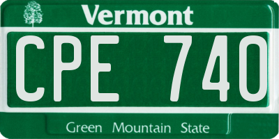 VT license plate CPE740
