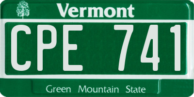 VT license plate CPE741