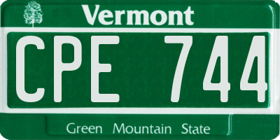 VT license plate CPE744