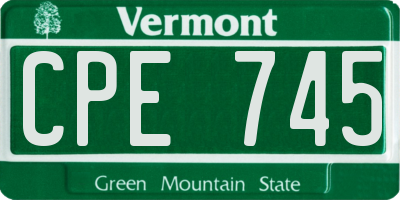 VT license plate CPE745