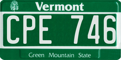 VT license plate CPE746