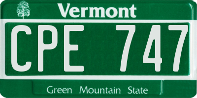 VT license plate CPE747
