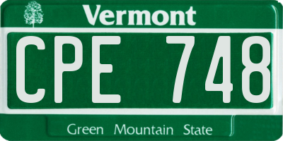 VT license plate CPE748