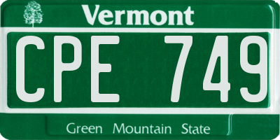 VT license plate CPE749
