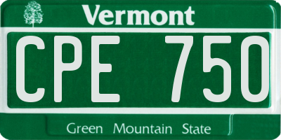 VT license plate CPE750