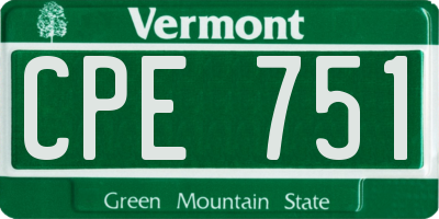 VT license plate CPE751