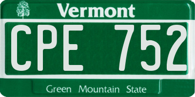 VT license plate CPE752