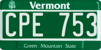 VT license plate CPE753