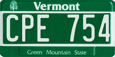 VT license plate CPE754