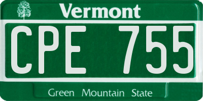 VT license plate CPE755